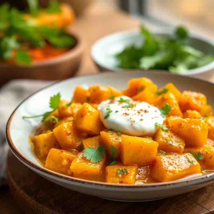 Kaddo Bourani Mix in Yogurt for Afghan Pumpkin Perfection